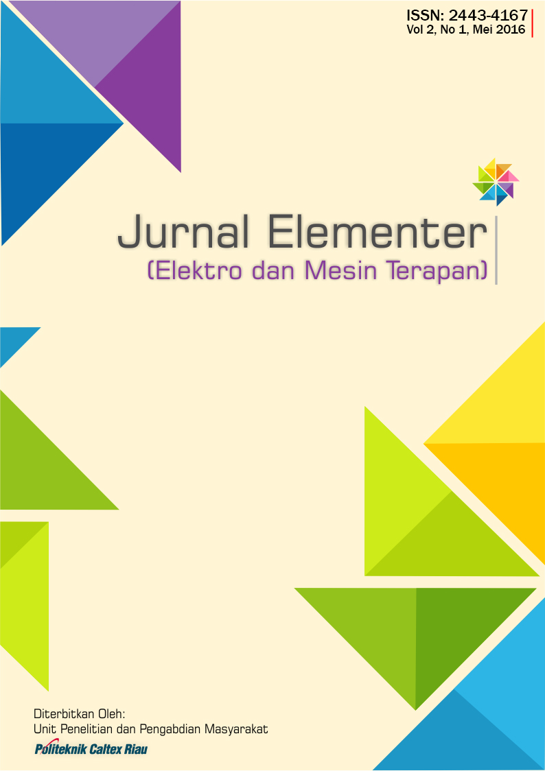 					Lihat Vol 2 No 1 (2016): Jurnal Elektro dan Mesin Terapan (ELEMENTER)
				